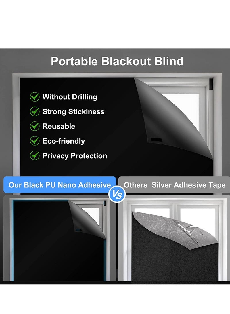 SOLARAE Blackout Blind, Portable Blackout Blinds Stick On Window No Drill, Blackout Material Blinds Blackout Curtains for Bedroom Nursery Loft Travel RV Car 300x145cm - Image 4