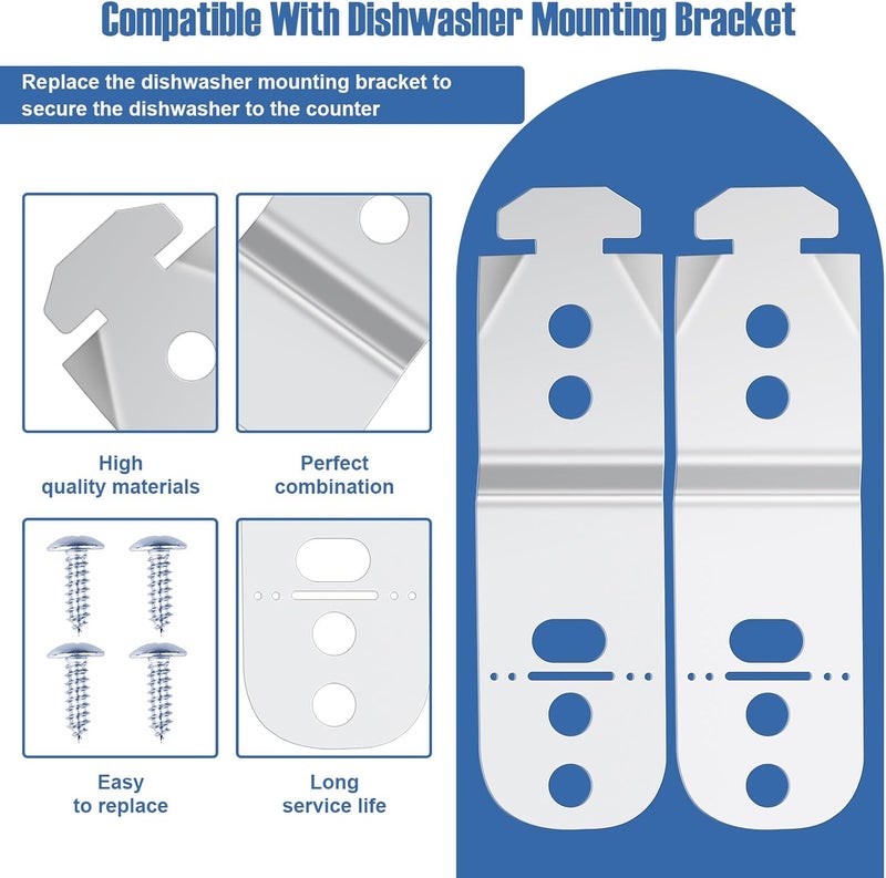 ulapithi Dishwasher Mounting Bracket 619985, 2PCS Dishwasher Mounting Clips Compatible with Bosch Mounting Bracket, Dishwasher Anti Tip Bracket Kit Replaces AP4538351, 00605007, 00628371, 619985, 628371 - Image 3