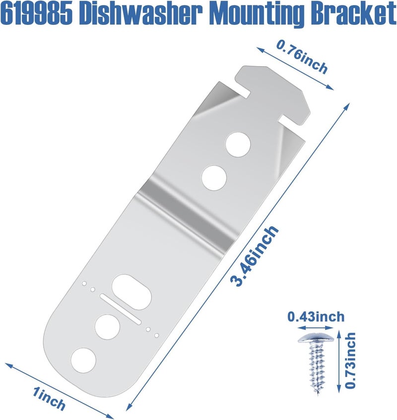 ulapithi Dishwasher Mounting Bracket 619985, 2PCS Dishwasher Mounting Clips Compatible with Bosch Mounting Bracket, Dishwasher Anti Tip Bracket Kit Replaces AP4538351, 00605007, 00628371, 619985, 628371 - Image 2