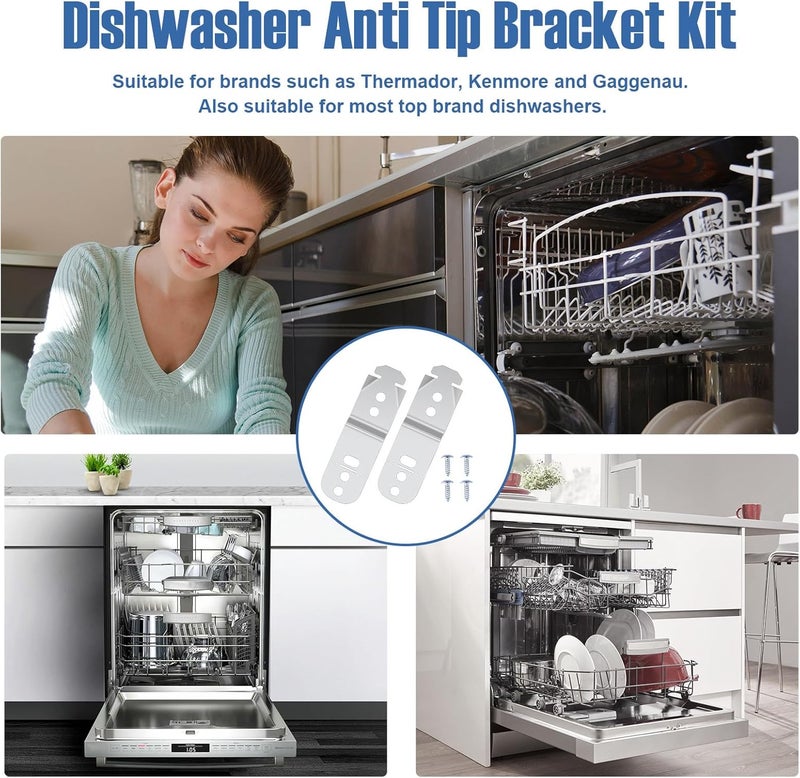 ulapithi Dishwasher Mounting Bracket 619985, 2PCS Dishwasher Mounting Clips Compatible with Bosch Mounting Bracket, Dishwasher Anti Tip Bracket Kit Replaces AP4538351, 00605007, 00628371, 619985, 628371 - Image 5