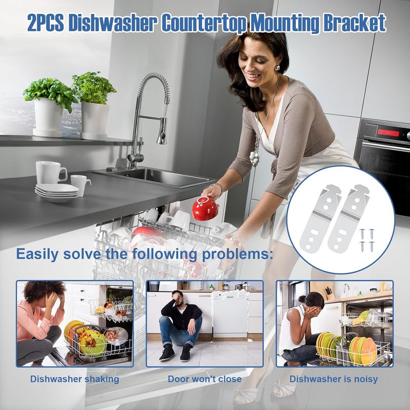 ulapithi Dishwasher Mounting Bracket 619985, 2PCS Dishwasher Mounting Clips Compatible with Bosch Mounting Bracket, Dishwasher Anti Tip Bracket Kit Replaces AP4538351, 00605007, 00628371, 619985, 628371 - Image 4