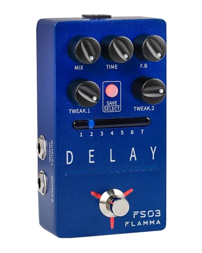 FLAMMA FS03 Electric Guitar Delay Effects Pedal with Looper Stereo Digital Sound 6 Delay Effects Storable Preset Tap Tempo Trail On True Bypass for Pedal Boards