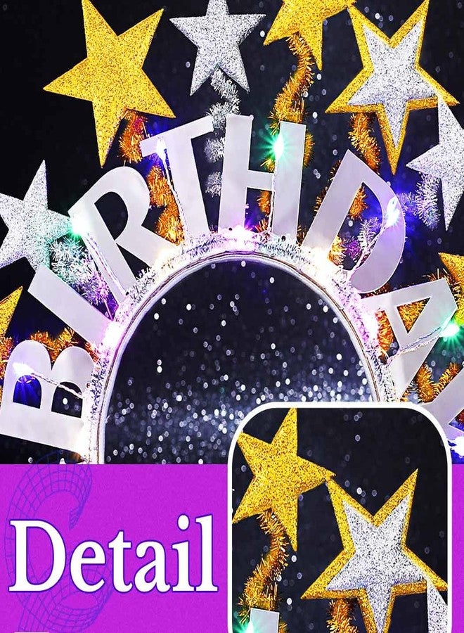GENBREE Light Up Birthday Headband Crown Glow Star Hair Accessories For Women - Image 3