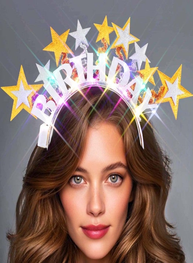 GENBREE Light Up Birthday Headband Crown Glow Star Hair Accessories For Women - Image 4