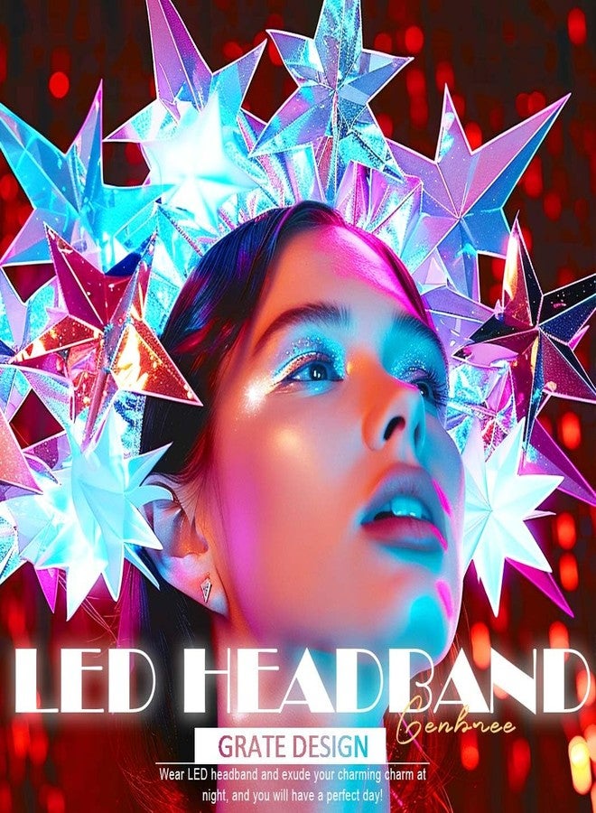 GENBREE Light Up Birthday Headband Crown Glow Star Hair Accessories For Women - Image 5