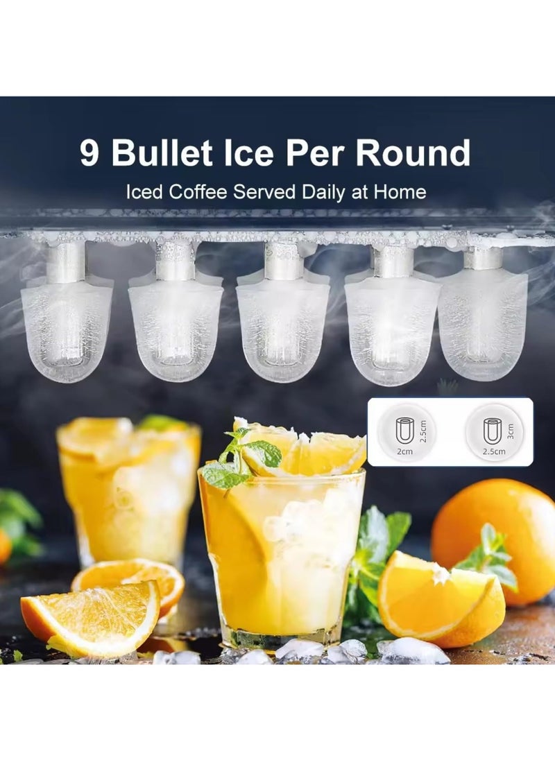Generic Ice Maker, 9 Cubes Ready in 6 Mins, 26lbs in 24Hrs, Self-Cleaning Ice Machine with Ice Scoop and Basket, 2 Sizes of Bullet Ice for Home Kitchen Office Bar Party, Black  - Image 5