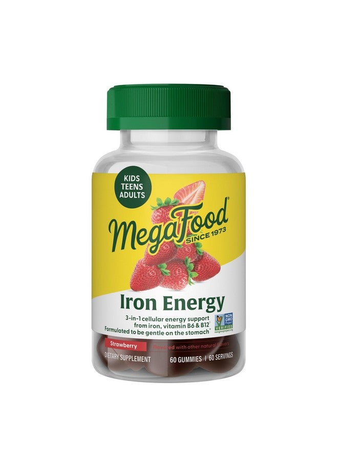 ميغافود حلوى ميجا فود للطاقة الحديدية، مكمل غذائي غني بالحديد للنساء والرجال والمراهقين والأطفال مع فيتامين ب12 وب6، من صناع مكمل بناء الدم، بنكهة الفراولة، 60 قطعة - Image 1