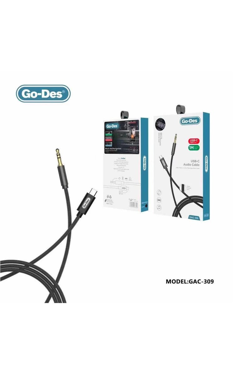 GO-DES Type C Stereo Cord USB Type C Male to 3.5mm TRS Jack Aux Audio Cable for Phones audio