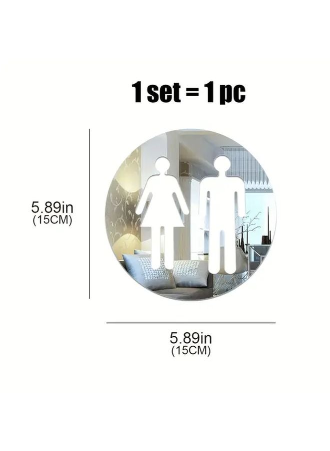 Self Adhesive Removable Round Bathroom Mirror Sticker Silvery WSJ 01 - Image 1