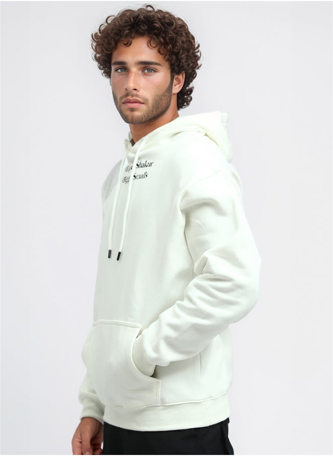 RAVIN Slip On Printed Hoodie with Kangaroo Pocket - Off-White  - Image 3