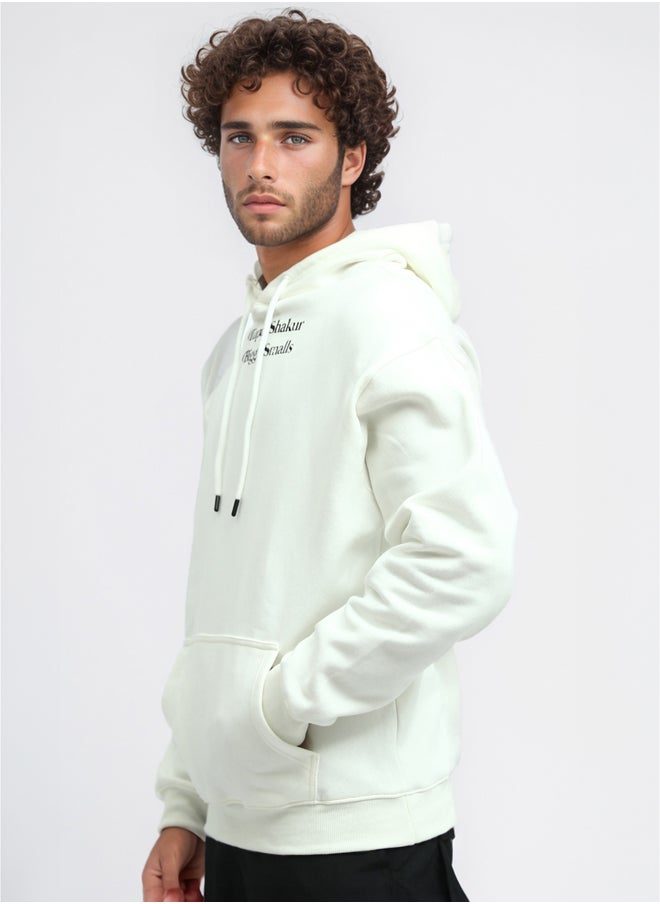 RAVIN Slip On Printed Hoodie with Kangaroo Pocket - Off-White  - Image 4