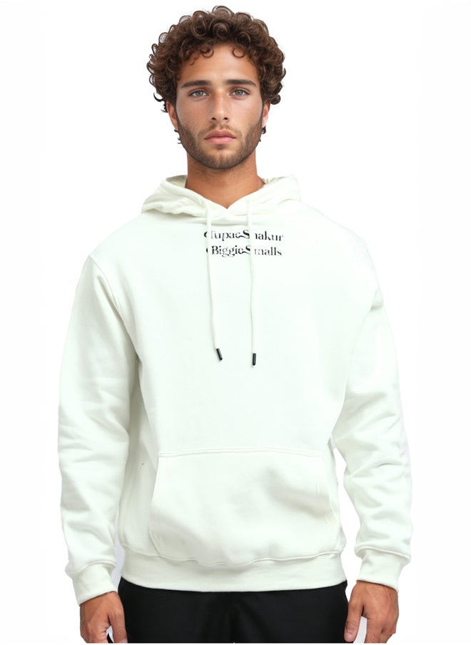 RAVIN Slip On Printed Hoodie with Kangaroo Pocket - Off-White  - Image 1