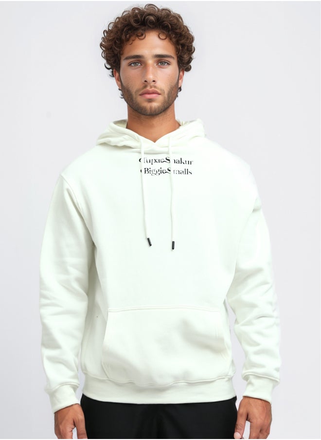 RAVIN Slip On Printed Hoodie with Kangaroo Pocket - Off-White  - Image 2