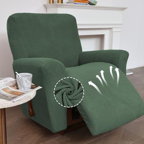 KEKUOU Recliner Chair Covers Lazy Boy Recliner Covers Stretch Couch Cover Slipcovers 1 Piece Furniture Protector with Elastic Bottom for Dog,Kids.(Recliner, Greyish Green) - Image 2