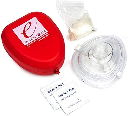 Ever Ready First Aid قناع إنعاش CPR للبالغين والأطفال مع حقيبة صلبة وحزام معصم وقفازات ومناديل 5 عبوات - Image 2