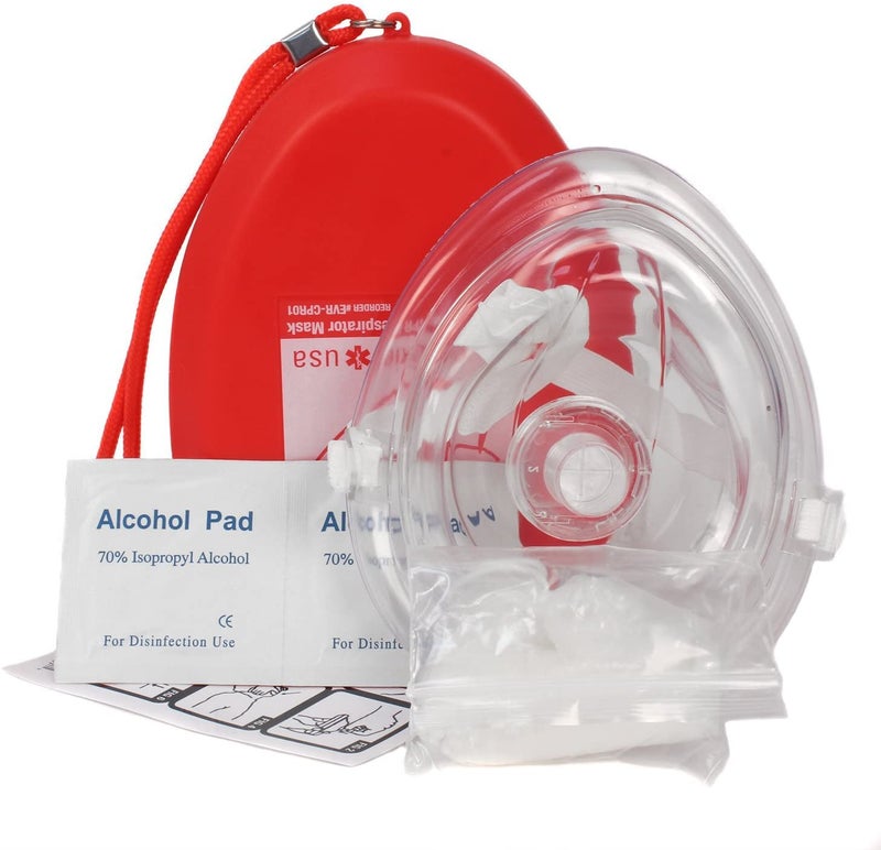 Ever Ready First Aid قناع إنعاش CPR للبالغين والأطفال مع حقيبة صلبة وحزام معصم وقفازات ومناديل 5 عبوات - Image 1