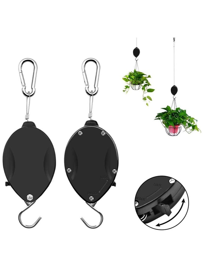 SYOSI 2Pcs Retractable Plant Pulley Adjustable Plant Hanger Hook with Locking Mechanism for Hanging Plants, Pulley Plant Hanger for Indoors Garden Apply to Flower Basket Pot Bird Feeder - Image 1