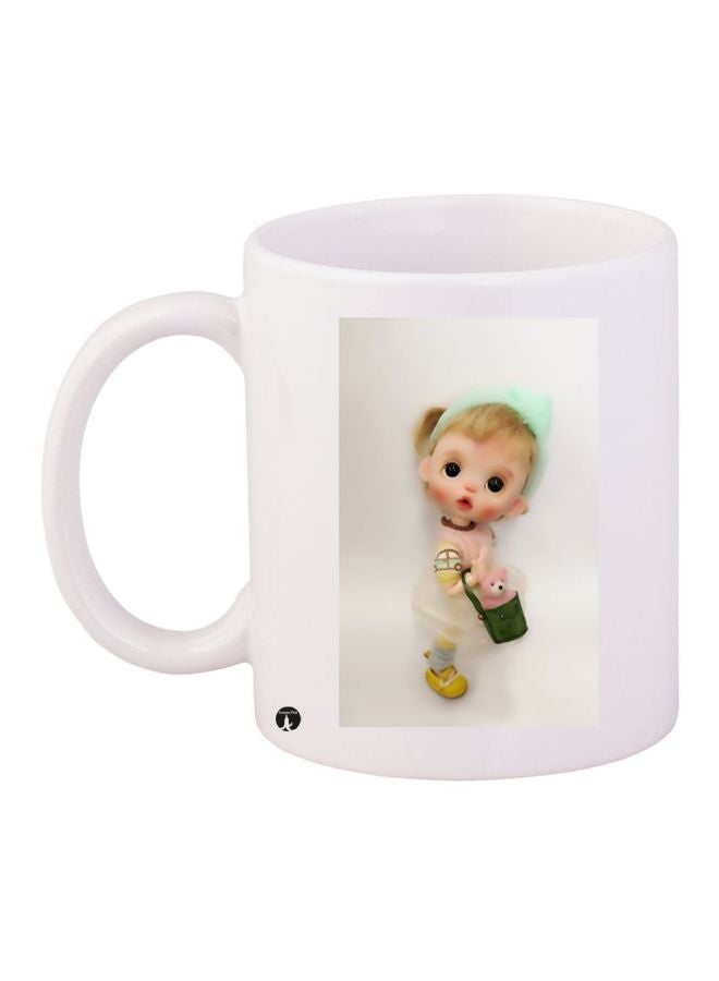 RYN Girl Printed Coffee Mug White/Green/Pink 11ounce