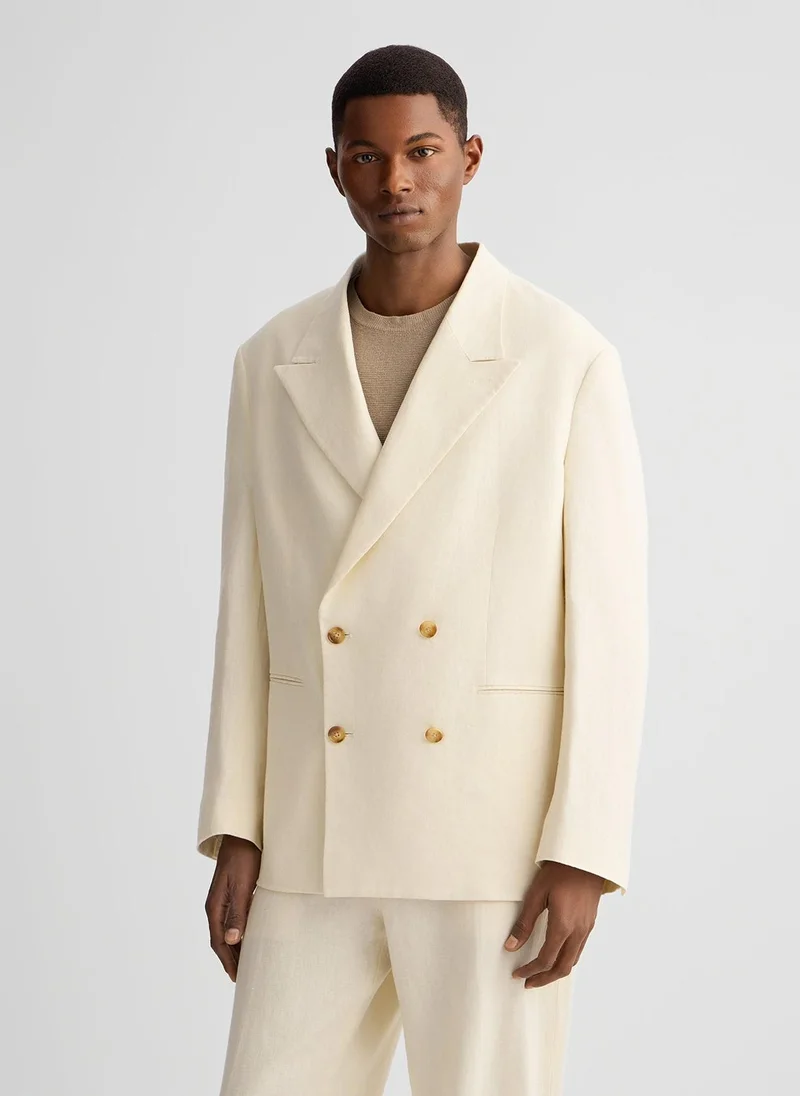 ليو جو 100% Linen Double-Breasted Jacket