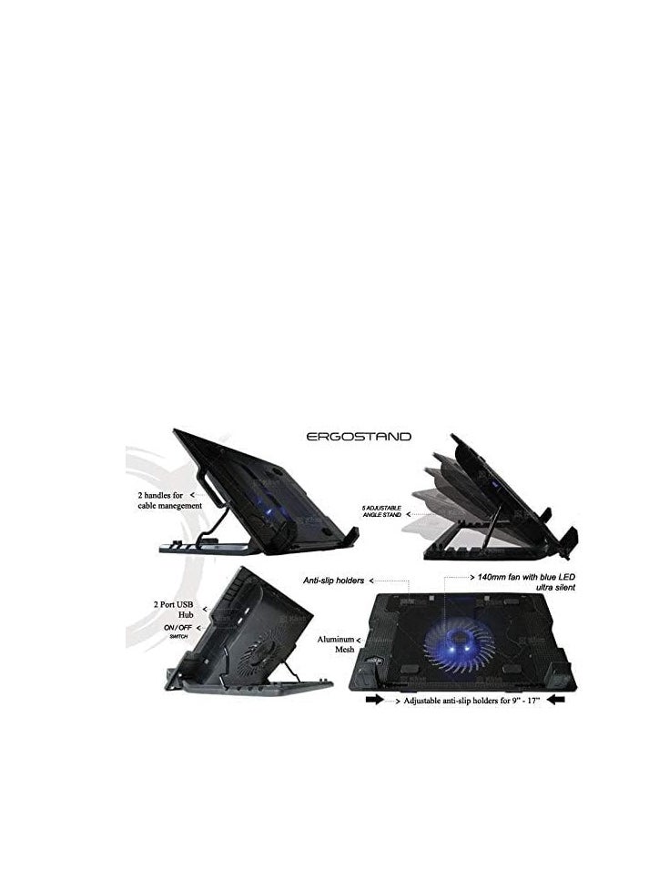 Laptop Cooling Pad for MacBook, Adjustable Laptop Stand with Fan,  Quite Fans, Metal Mesh Design, Ergonomic Laptop Cooler for ThinkPad, Dell, HP, Surface, Gaming Laptop