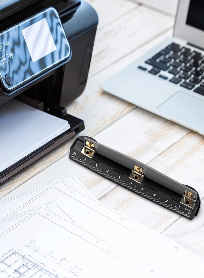Eagle 3 Hole Punch, Portable Ring Binder 3 Hole Punch, Paper Puncher with Integrated Ruler, 5 Sheets Capacity, for Ring Binders, Office and School Supplies (Black) - Image 3