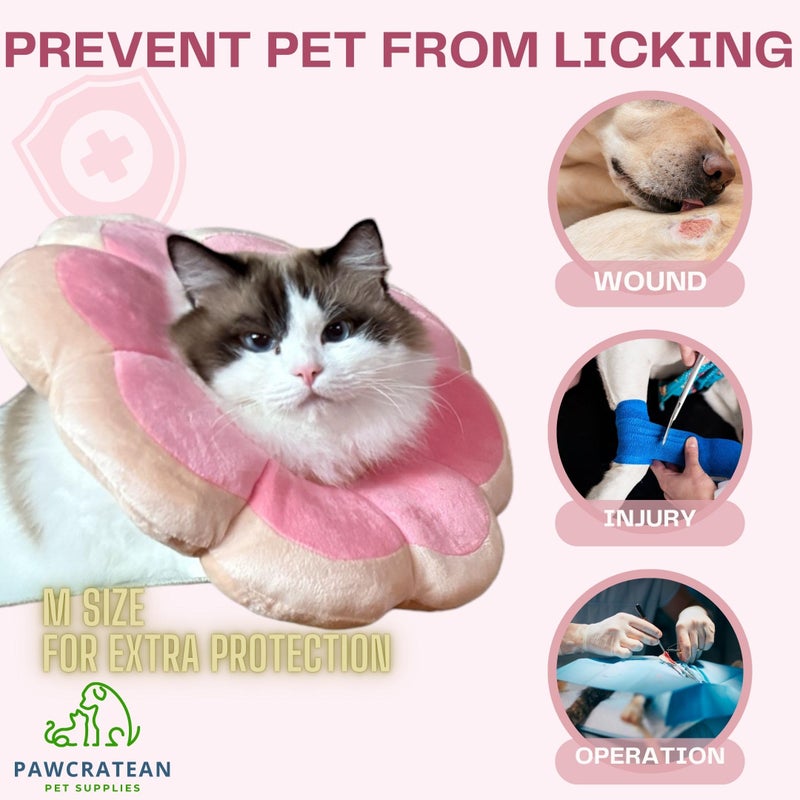 Pawcratean Adjustable Comfy Flower Style Elizabeth Collar for Cats Puppies Soft Recovery Cone Pet Protective Neck Collar (Pink, Small) - Image 3