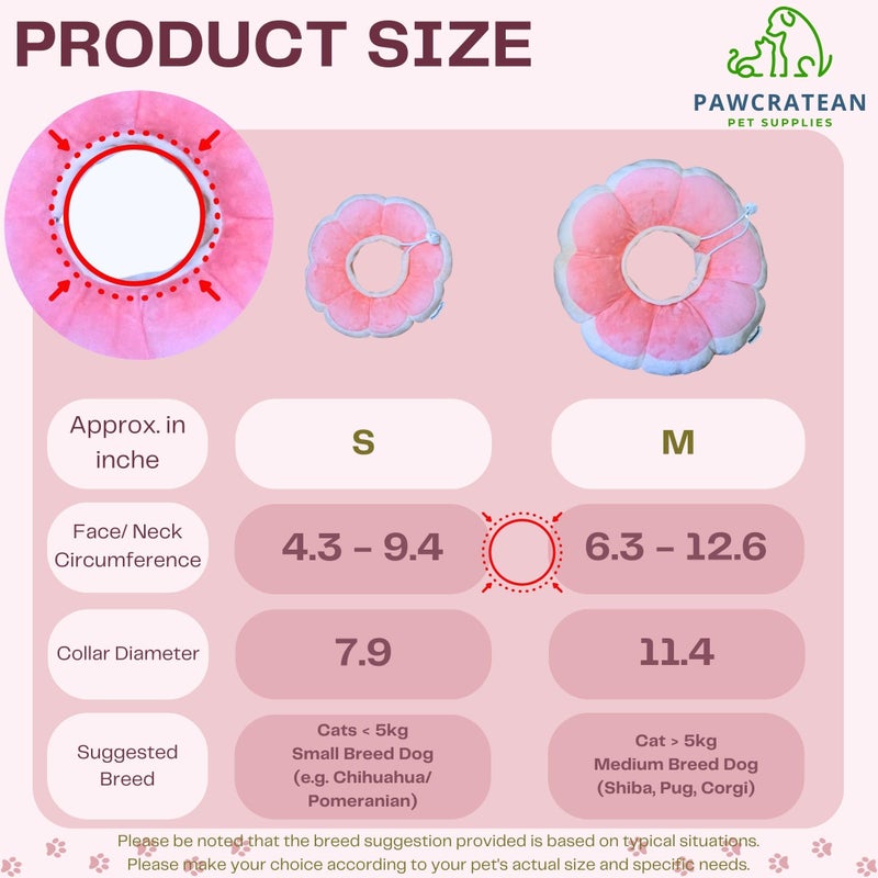 Pawcratean Adjustable Comfy Flower Style Elizabeth Collar for Cats Puppies Soft Recovery Cone Pet Protective Neck Collar (Pink, Small) - Image 2
