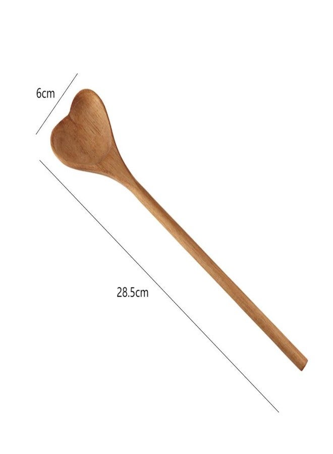 Kopida Set of 2 Heart Shaped Wooden Spoons, 11.2 Inch Long Handle Wooden Serving Mixing Spoon for Birthday, Housewarming, Bridal Shower, Wedding - Image 2