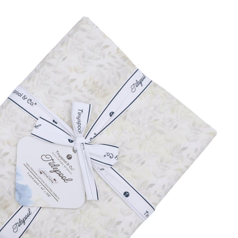 Tinyspool & Co. قماش قطن أمريكي 100% من Tinyspool & Co. - قطع 3 ياردات لقماش اللحاف - قماش مغسول مسبقًا ومقاس مسبقًا لتبطين اللحاف وحدود الربط والحرف اليدوية - Tidepool رقم 6 - لبلاب العاج - Image 1