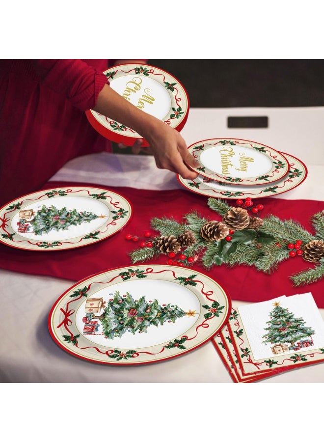 طقم أدوات مائدة لحفلات الكريسماس مكون من 80 قطعة، يشمل أطباقًا ورقية للاستخدام مرة واحدة، ومناديل، وأكوابًا ورقية. مناسب لحفلات الكريسماس، وحفلات أعياد الميلاد، واحتفالات الأعياد، والتجمعات العائلية. - Image 3