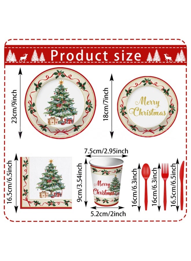 طقم أدوات مائدة لحفلات الكريسماس مكون من 80 قطعة، يشمل أطباقًا ورقية للاستخدام مرة واحدة، ومناديل، وأكوابًا ورقية. مناسب لحفلات الكريسماس، وحفلات أعياد الميلاد، واحتفالات الأعياد، والتجمعات العائلية. - Image 2