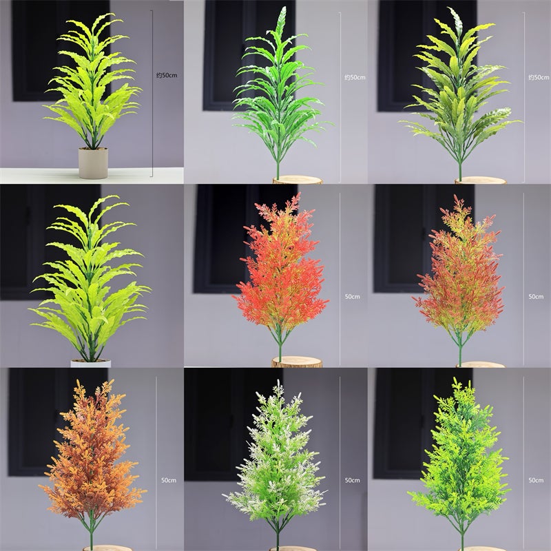 Plant Pine And Cypress Floor-Standing Potted Plant Ornaments Indoor Living Room Shopping Mall Fake Leaves Bionic Green Planting Christmas Pine - Image 5