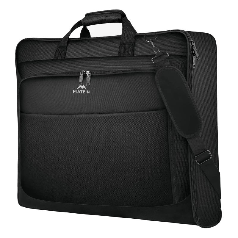 MATEIN Garment Bag for Travel, Large Carry on Garment Bags with Strap for Business, Waterproof Hanging Suit Luggage Bag for Men Women, Wrinkle Free Suitcase Cover for Shirts Dresses Coats, Black - Image 1