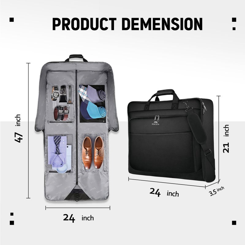 MATEIN Garment Bag for Travel, Large Carry on Garment Bags with Strap for Business, Waterproof Hanging Suit Luggage Bag for Men Women, Wrinkle Free Suitcase Cover for Shirts Dresses Coats, Black - Image 5