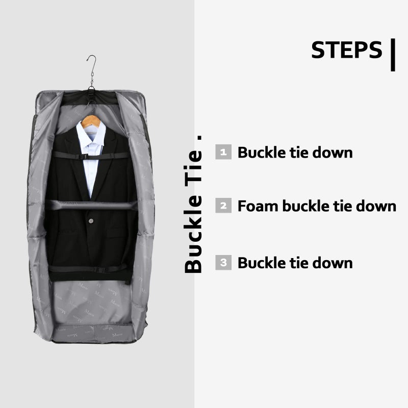 MATEIN Garment Bag for Travel, Large Carry on Garment Bags with Strap for Business, Waterproof Hanging Suit Luggage Bag for Men Women, Wrinkle Free Suitcase Cover for Shirts Dresses Coats, Black - Image 2