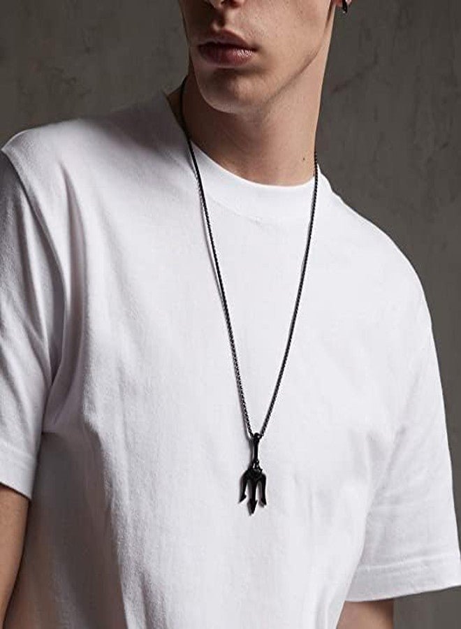 VIEN® Poseidon Trident Pendant Stainless Steel Ancient Greece Amulet Black Necklace for Men Gift for Sailor (2PC Combo) - Image 3