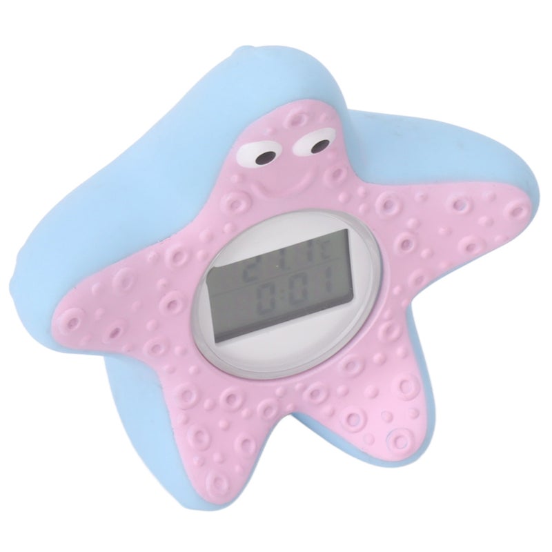 Baby Water Thermometer Starfish Clock Timing 3 Color Light Floating Water Thermometer for Home Bathroom - Image 1