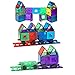 Playmags Magnetic Tiles Train Car Set for Kids  55pcs Magnet Building Blocks Accessory Set with 4 Cars  Durable Creative STEM Learning Toys for Boys Girls  Toddlers - Image 4