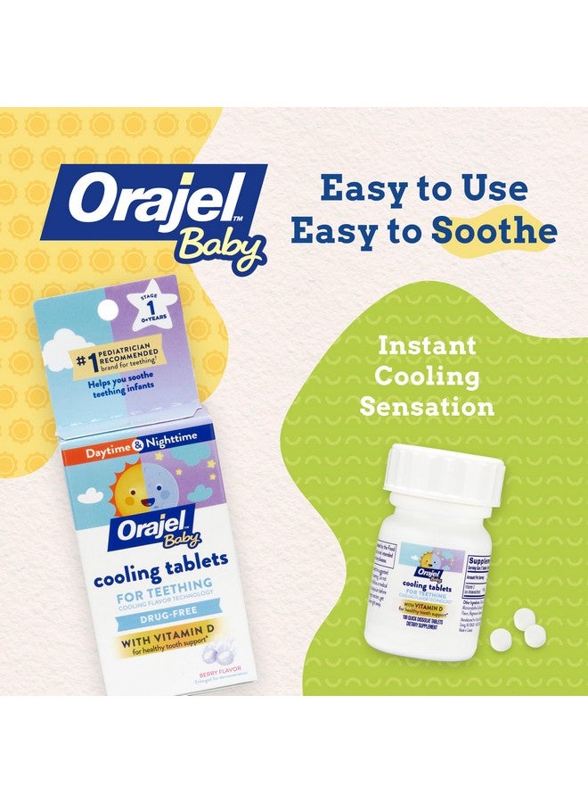 Orajel أقراص أورا جيل للأطفال لتخفيف آلام التسنين مع فيتامين د، 100 قرص سريع الذوبان، أبيض - Image 2