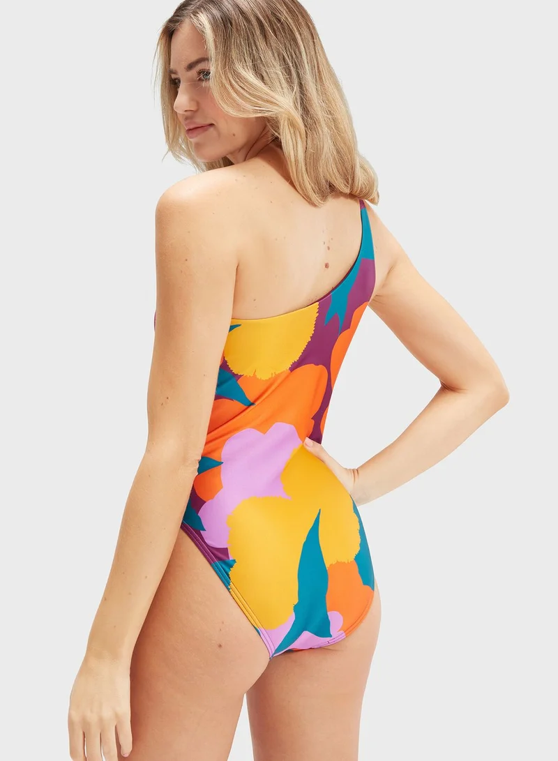 speedo Printed Asymmetric Swimsuit