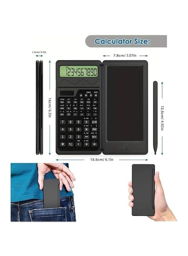 Scientific Calculators with Notepad  Drawing Pen, Dual Energy Solar Calculator Small, 10-Digit LCD Screen, Desktop Basic Calculator for Office, Middle, High School  College Students, Black - Image 3