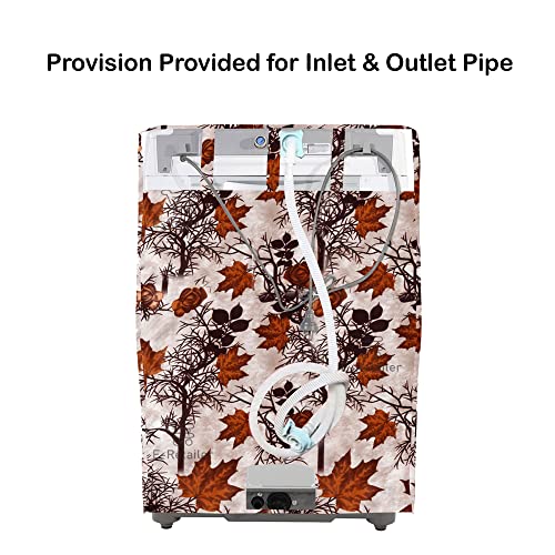 E-Retailer® Exclusive 3-Layered Polyester Combo Set of Appliances Cover (1 Pc. of Fridge Top Cover and 1 Pc. Front Load Washing Machine Cover) (Brown, Design-Floral, Set Contains-2 Pcs.) - Image 3