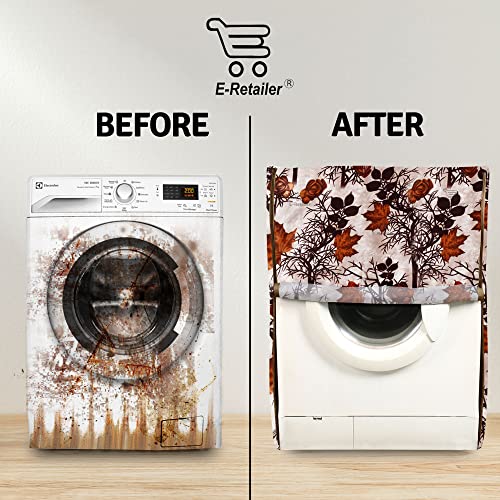 E-Retailer® Exclusive 3-Layered Polyester Combo Set of Appliances Cover (1 Pc. of Fridge Top Cover and 1 Pc. Front Load Washing Machine Cover) (Brown, Design-Floral, Set Contains-2 Pcs.) - Image 4