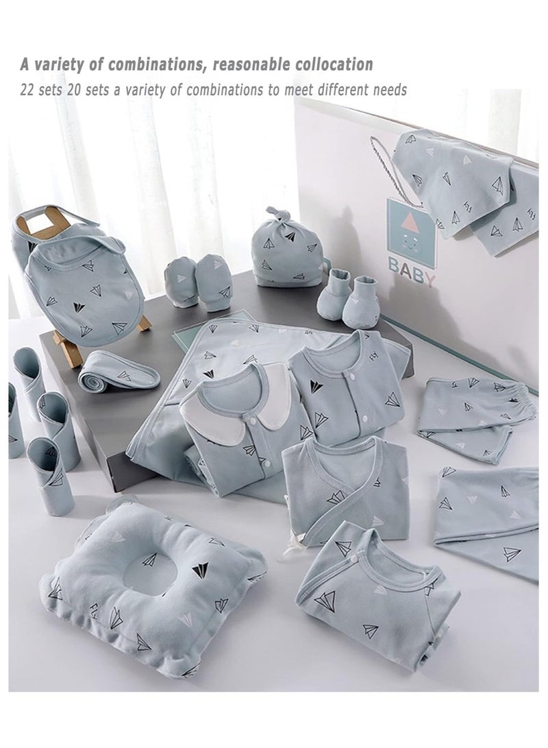 Baby Newborn Essentials Layette Gift Set with Box 22 Piece Baby Girl Boys  Gifts Premium Cotton Baby Clothes  Accessories Set Fits Newborn Baby Suit Set Cuddle Strap Bib Gloves Saliva Towel Pillow - Image 4