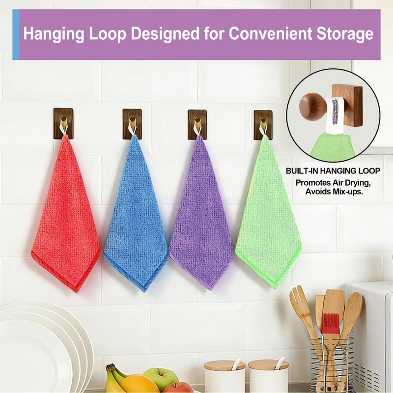 HOMERHYME Microfiber Cleaning Cloth, 12 Pack Cleaning Rags,12" X 11" Lint Free Dish Towels Wash Cloths, Reusable Microfiber Towels for Home and Kitchen Bathroom Apartment Cleaning Supplies, Assorted - Image 3