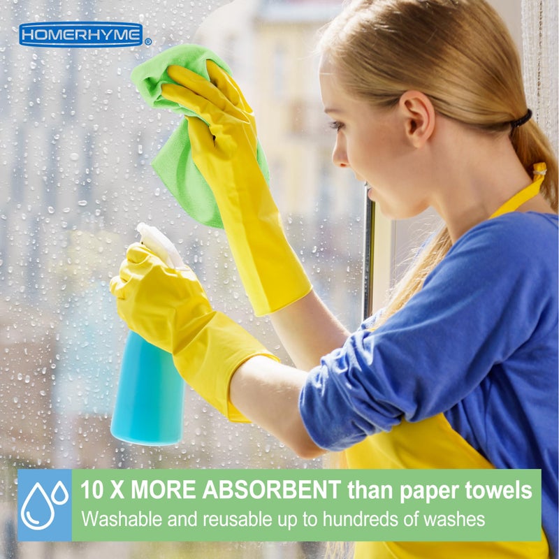 HOMERHYME Microfiber Cleaning Cloth, 12 Pack Cleaning Rags,12" X 11" Lint Free Dish Towels Wash Cloths, Reusable Microfiber Towels for Home and Kitchen Bathroom Apartment Cleaning Supplies, Assorted - Image 4