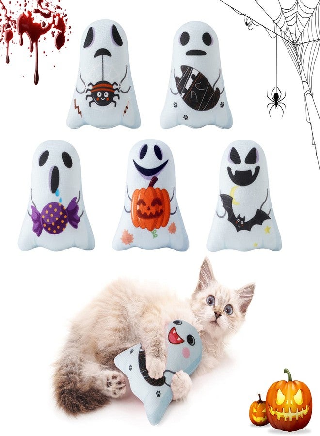 Dorakitten Halloween Catnip Toys Interactive Cat 5PCS Cats Chew Plush Ghost Toys & Pet Stuffed Nip Pillow & Kitten Best Kicker Toy Cute and Soft Teething Supplies for Moving Kitty Indoor - Image 1