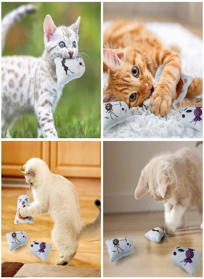 Dorakitten Halloween Catnip Toys Interactive Cat 5PCS Cats Chew Plush Ghost Toys & Pet Stuffed Nip Pillow & Kitten Best Kicker Toy Cute and Soft Teething Supplies for Moving Kitty Indoor - Image 4