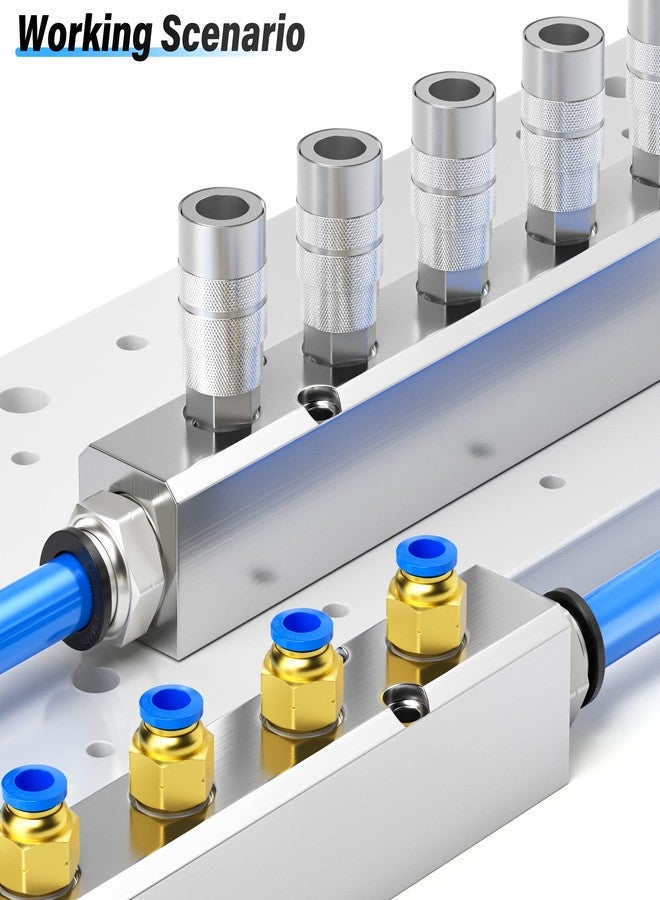 TAILONZ PNEUMATIC Silver 10 Way Pneumatic Shunt Aluminum Block Pneumatic Manifold Air Distribution Block Air path exhaust air source distributor,Compressed Air Manifold Pneumatic Block,Air divider - Image 3