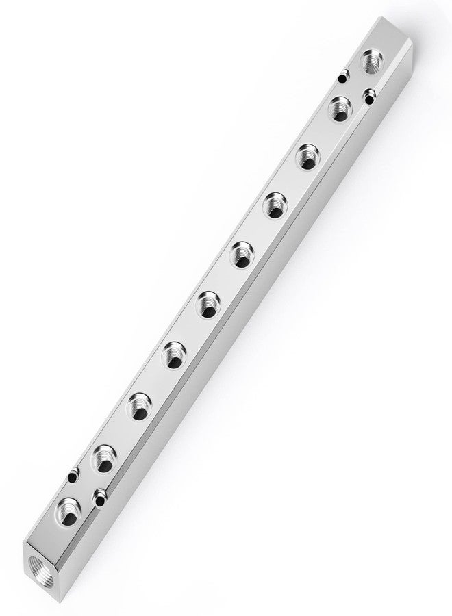 TAILONZ PNEUMATIC Silver 10 Way Pneumatic Shunt Aluminum Block Pneumatic Manifold Air Distribution Block Air path exhaust air source distributor,Compressed Air Manifold Pneumatic Block,Air divider - Image 1